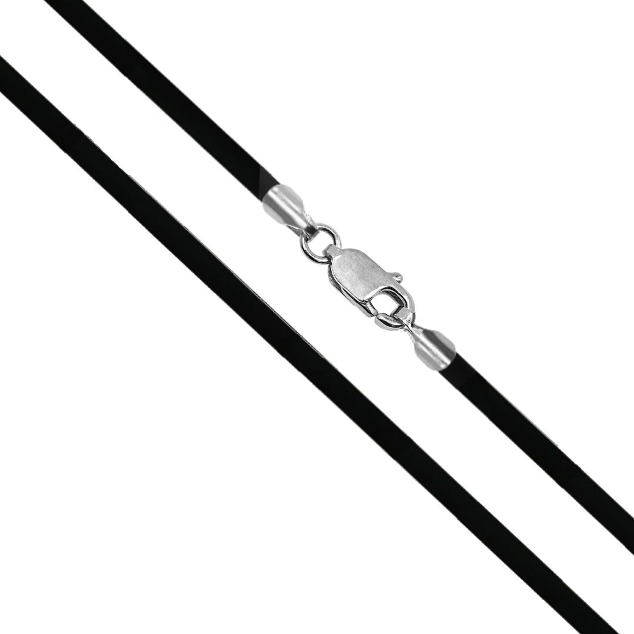 Black Rubber Cord Chain with Sterling Silver Accents - Chains Hawaiian Jewelry