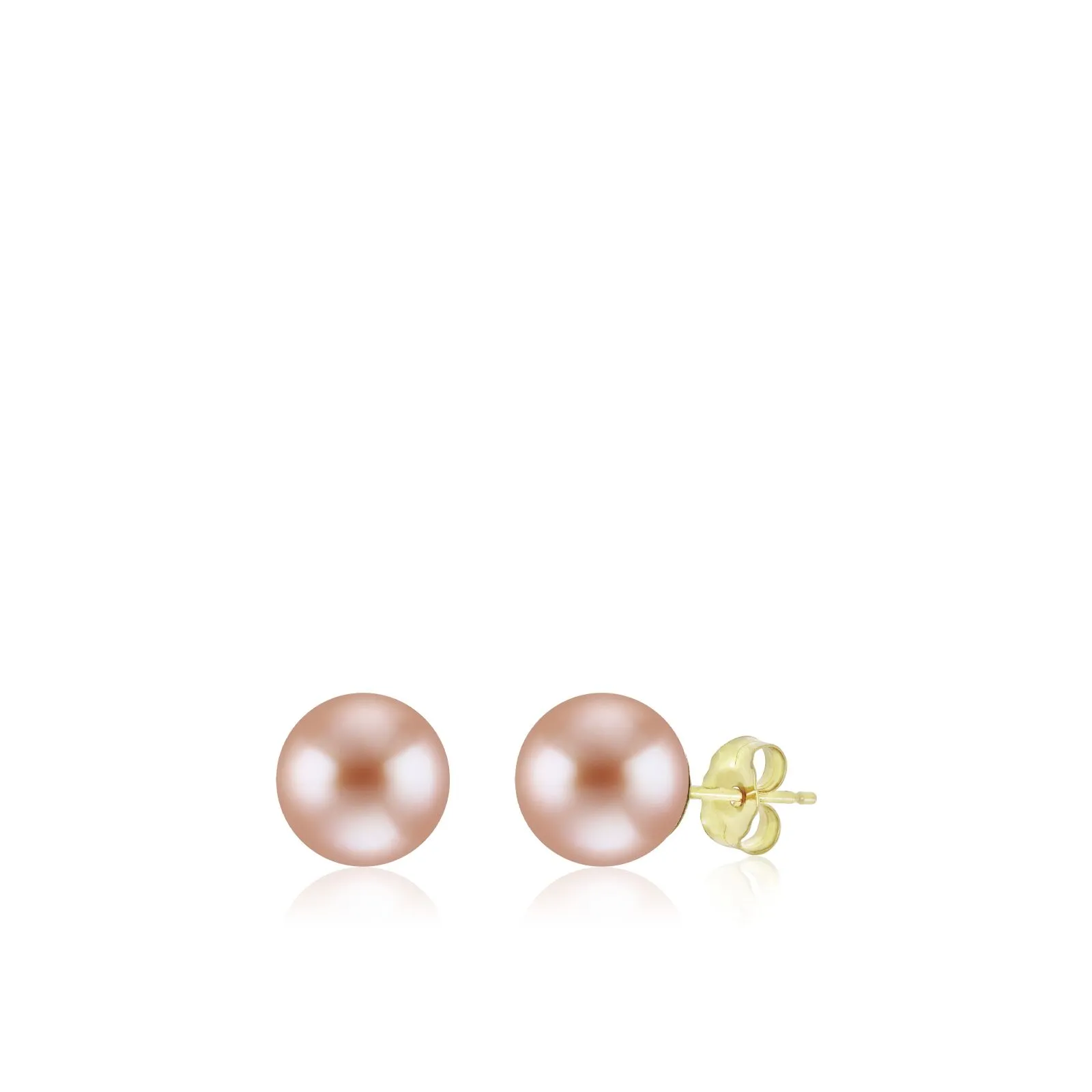 Pink Pearl Earrings 14K Gold 9mm