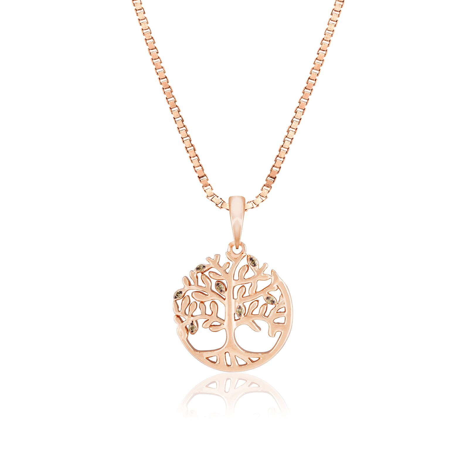 Rose Gold Koa Tree Pendant with Koa Diamond - 14K Rose Gold Hawaiian Jewelry