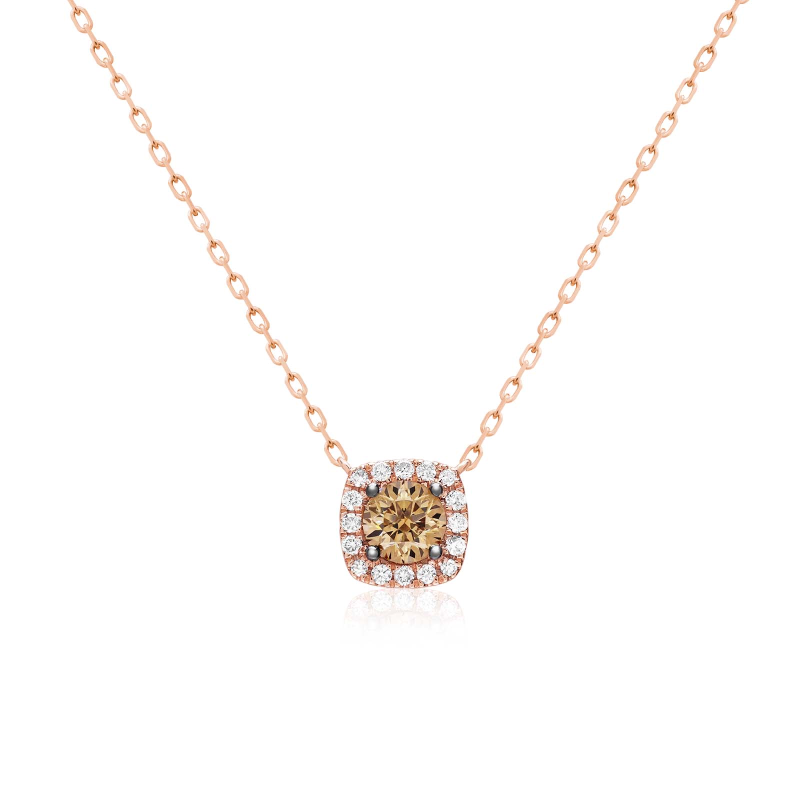 Koa Diamond® Square Necklace 0.5ct - 14K Rose Gold Hawaiian Jewelry