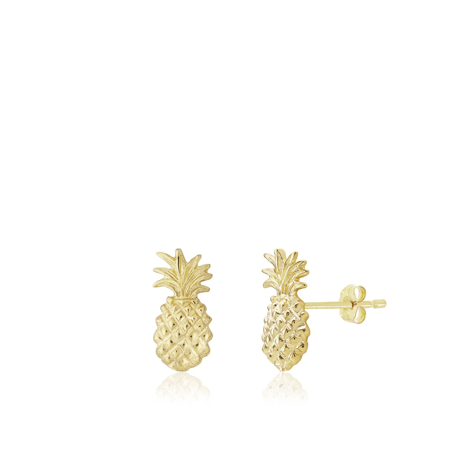 Pineapple Stud Earrings - 14K Yellow Gold Hawaiian Jewelry