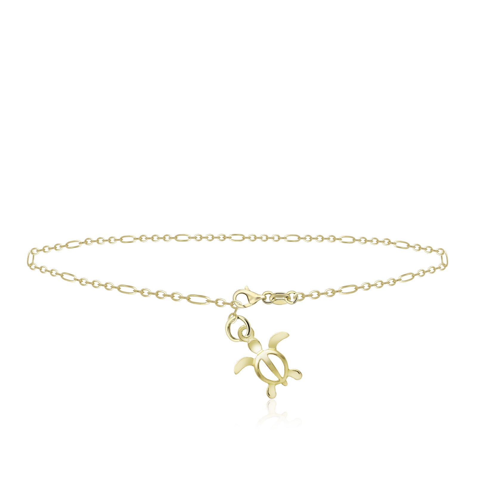Gold Honu Anklet - 14K White Gold Hawaiian Jewelry
