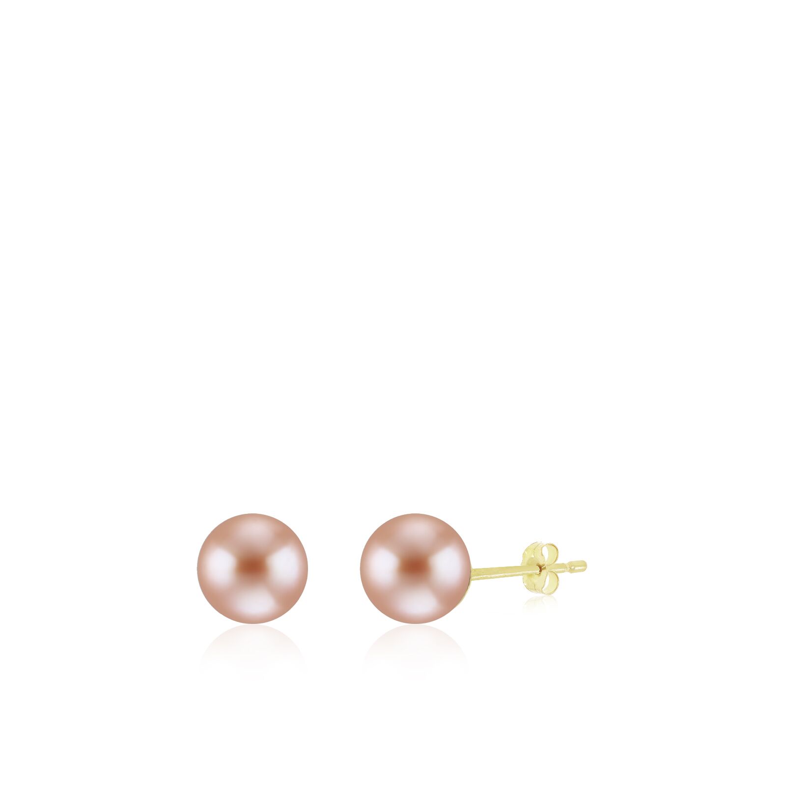 Pink Pearl Earrings 14K Gold 8mm