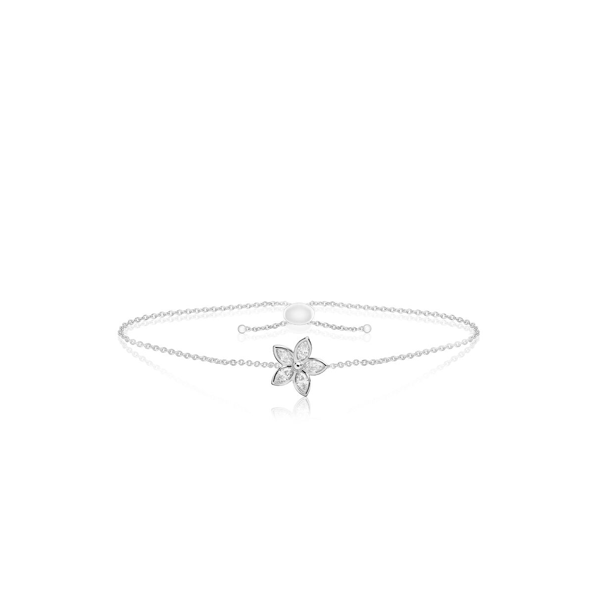 Kaimana Plumeria Bolo Chain Bracelet in Sterling Silver, 0.50ct - Award Winning Designs Hawaiian Jewelry