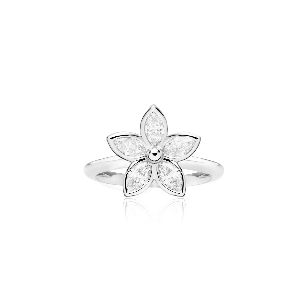 Silver Marquise Kaimana Plumeria Ring 1.45ct - Award Winning Designs Hawaiian Jewelry