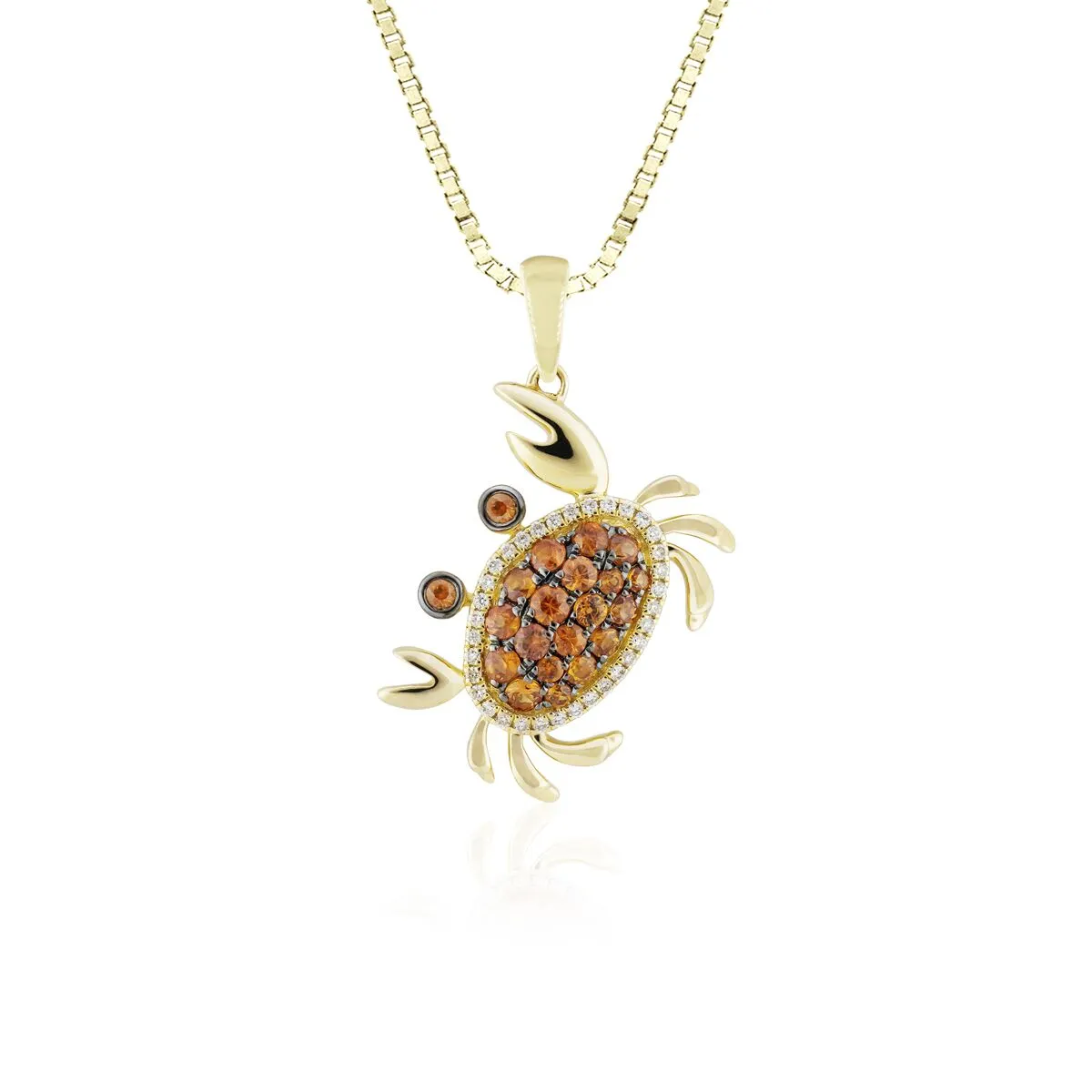 Orange Sapphire Crab Pendant 14K Gold