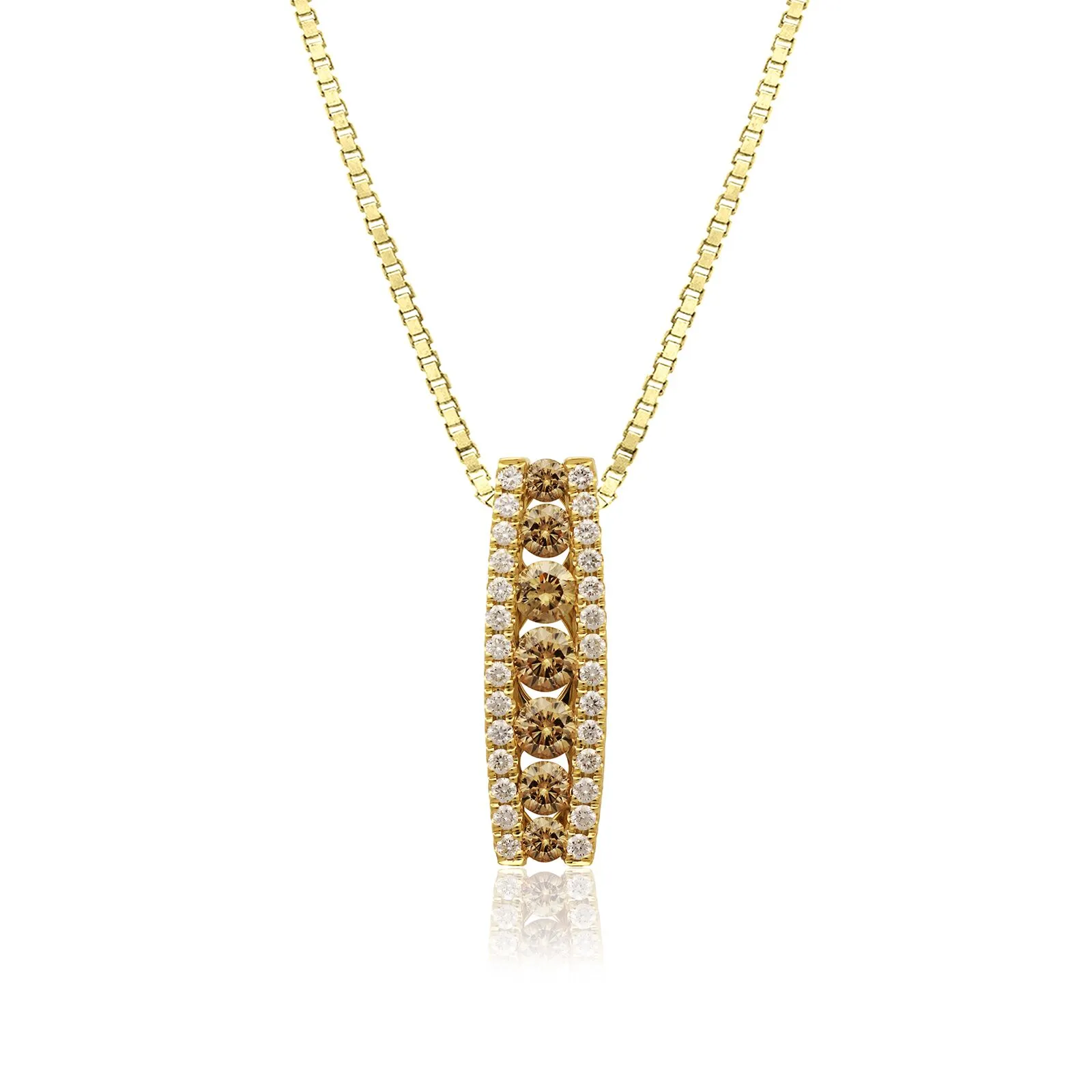 Koa Diamonds®3-Row Gold Pendant - 14K Rose Gold Hawaiian Jewelry