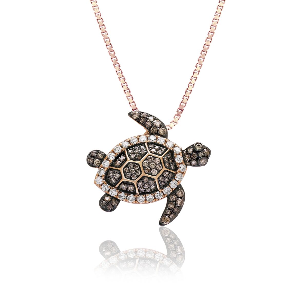 Rose Gold Koa Diamond® Turtle Pendant 0.40ct - 14K Rose Gold Hawaiian Jewelry