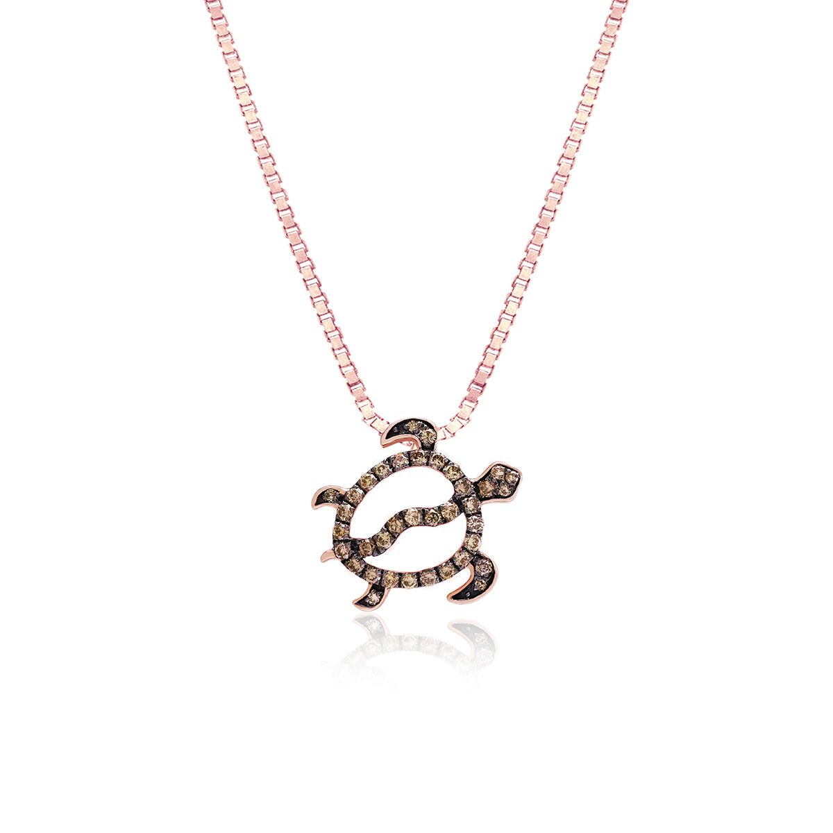 Small Rose Gold Koa Diamond® Turtle Pendant - 14K Rose Gold Hawaiian Jewelry