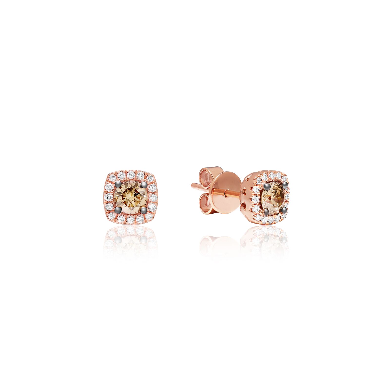 Koa Diamond® Square Stud Earrings 0.60ct - 14K Rose Gold Hawaiian Jewelry