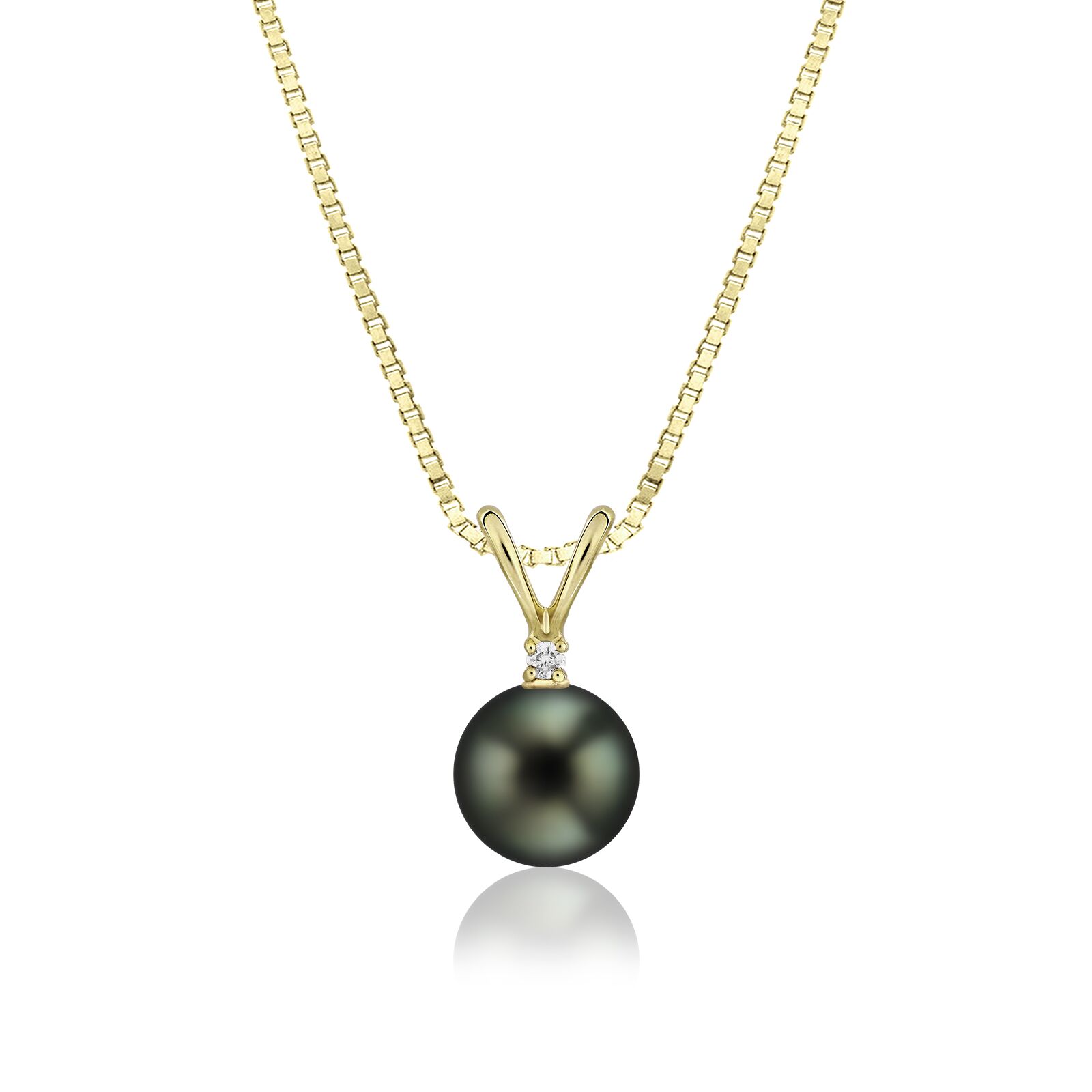 Tahitian Black Pearl Rabbit Bail Diamond Pendant 9mm