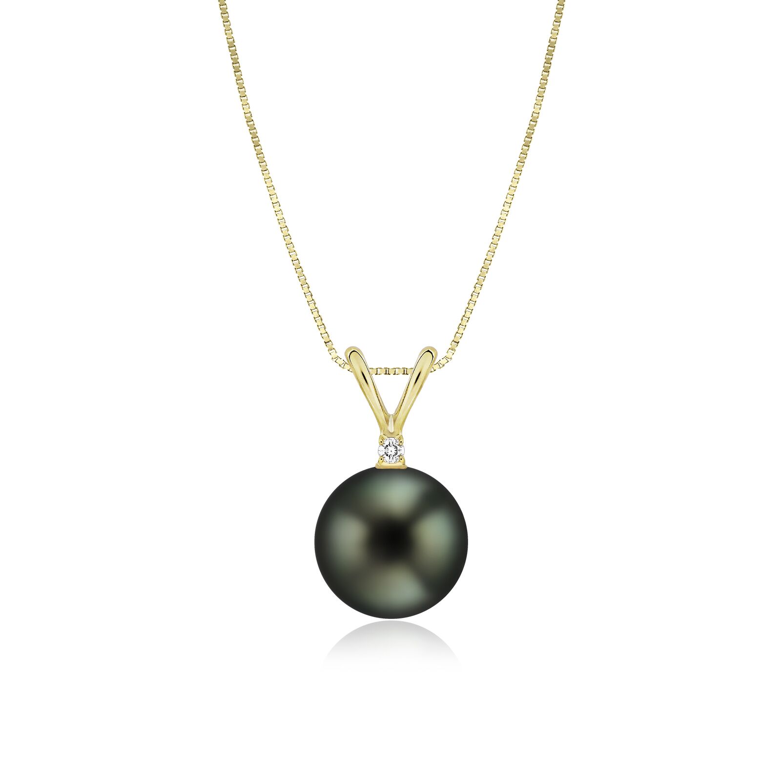 Tahitian Black Pearl Rabbit Bail Diamond Pendant 10mm - 14K Rose Gold Hawaiian Jewelry