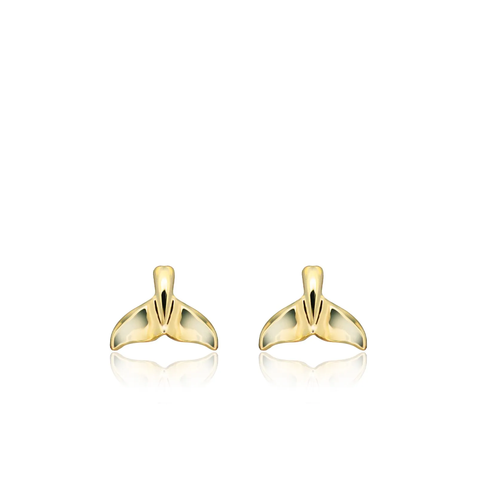 Mini Gold Whale Tail Earrings 14K Gold