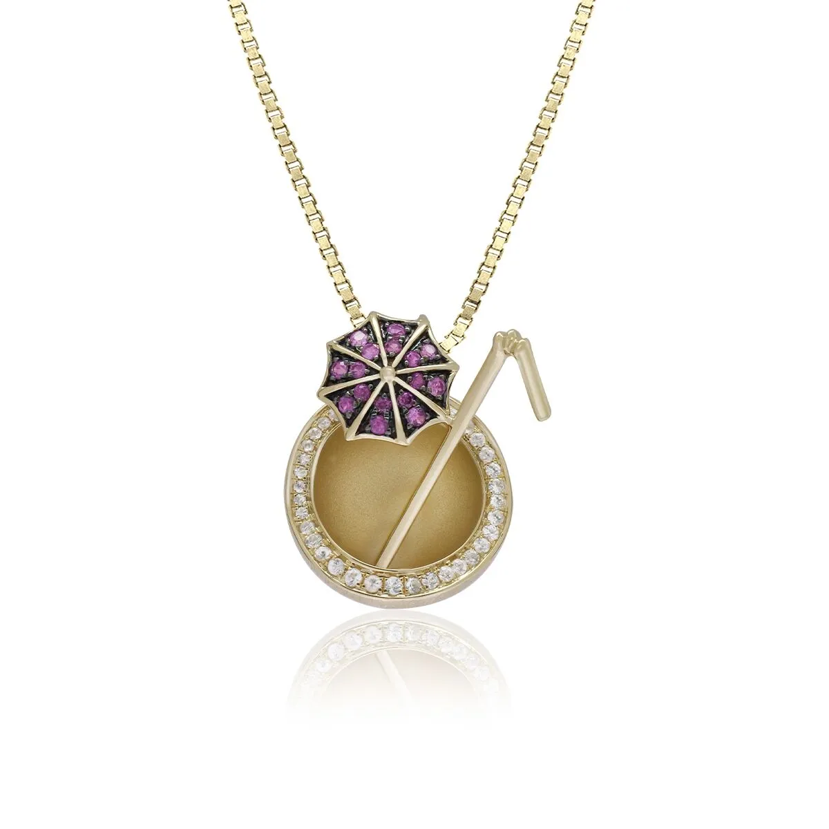Pink Sapphire Coconut Cocktail Pendant 14K Gold