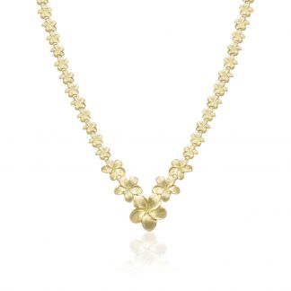 Queen Plumeria Graduated Necklace in 14K Yellow Gold