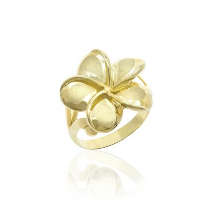 Queen Plumeria Basket Ring in 14K Yellow Gold, 19mm flower
