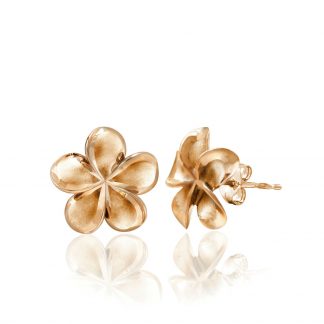 Queen Plumeria Stud Earrings Rose Gold, 11mm