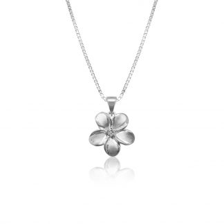 Queen Plumeria Diamond Pendant White Gold 10mm