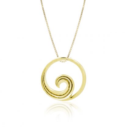 Wave Yellow Gold Pendant, 17mm