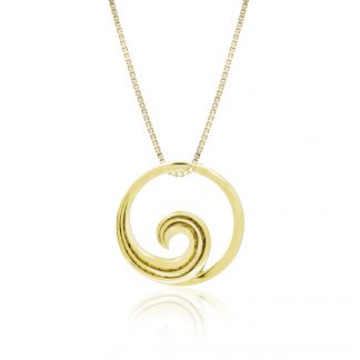 Wave Yellow Gold Pendant, 17mm