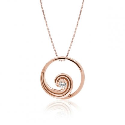 Wave Rose Gold Pendant with Diamond