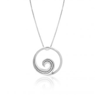 Wave White Gold Pendant, 12mm