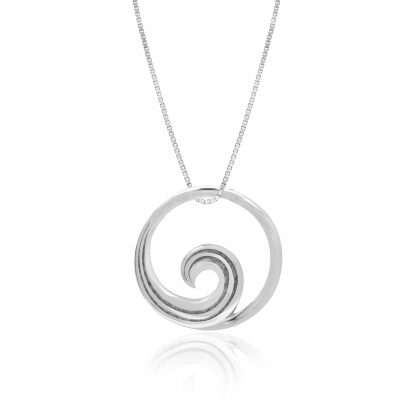 Wave White Gold Pendant, 17mm