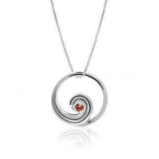 Wave White Gold Pendant with Ruby