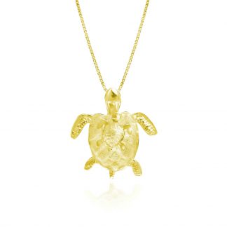 Mom and Baby Turtle Yellow Gold Pendant