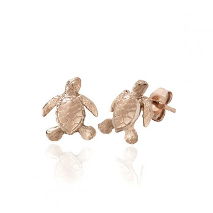 Turtle Rose Gold Post Earrings