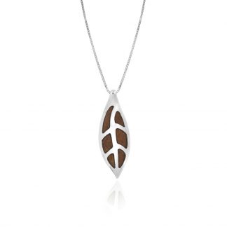 Sterling Silver Maile Pendant with Koa Wood Inlay