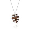 Monstera Silver Koa Wood Pendant