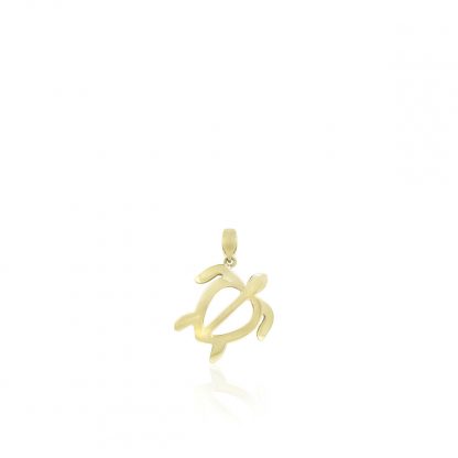 Honu Petro Pendant Necklace In 14k Yellow Gold - White Gold Honu Pendant