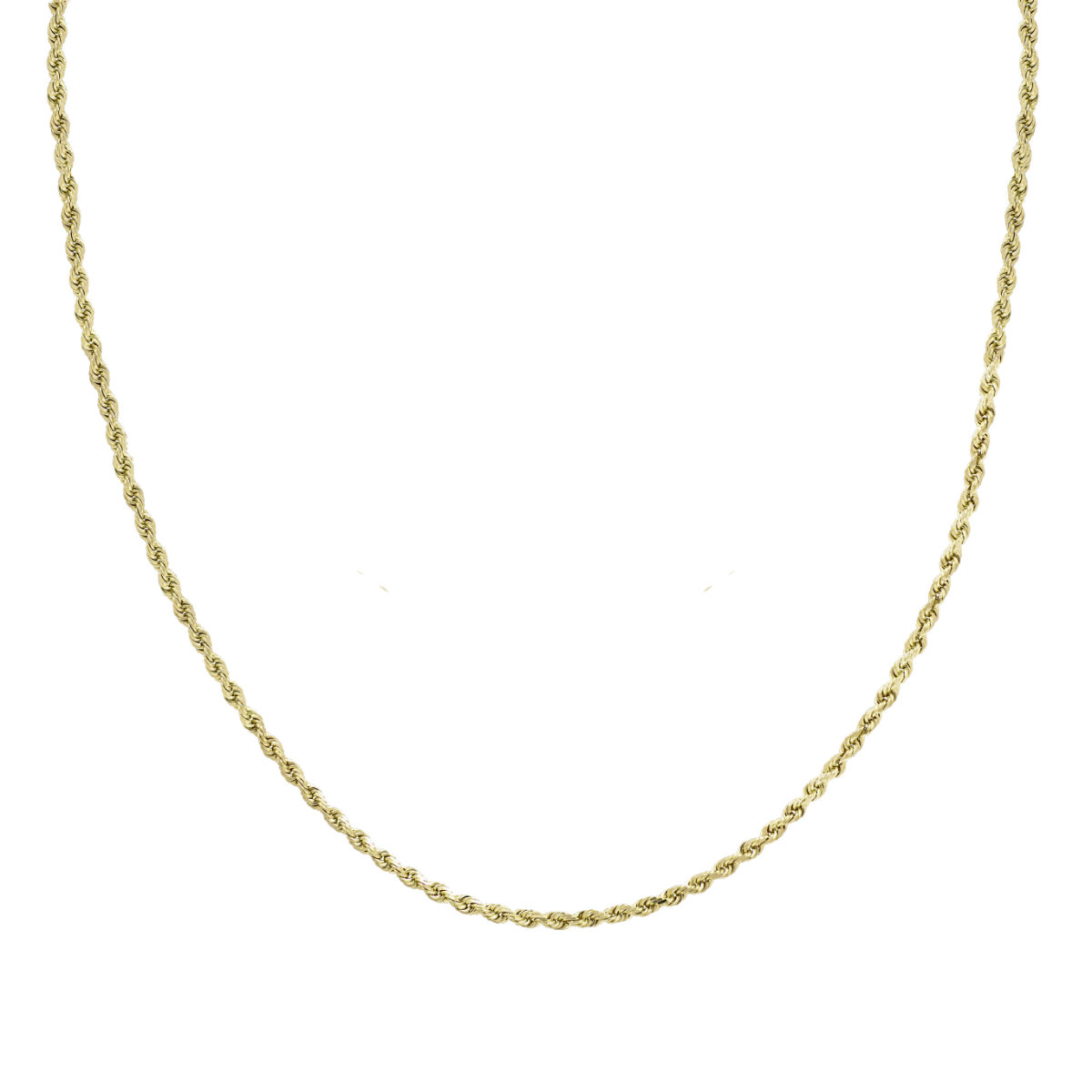 Honolulu Jewelry Company 14K Real Solid Yellow Gold 1mm or 2mm Rope Chain  Necklace Lobster Clasp, 16 - 24