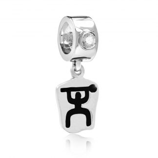 CZ Accented Bead with Dangling Black Enamel Paddler
