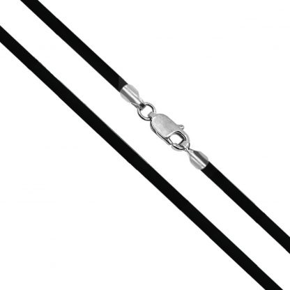 Black Rubber Cord Chain with Sterling Silver Accents