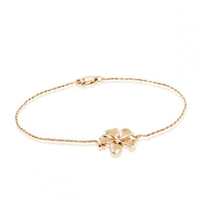 Plumeria Rope Chain Bracelet with Diamond in Rose Gold