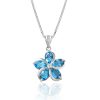 Blue Topaz Plumeria Diamond Necklace