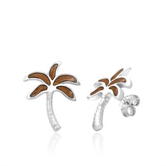 Koa Wood Palm Tree Post Earrings