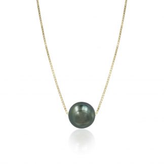 Tahitian black pearl floater necklace