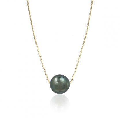 Tahitian black pearl floater necklace