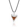 Sterling Silver Koa Wood Shark Tooth Replica Pendant