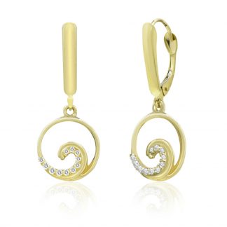 Diamond Wave Yellow Gold Earrings