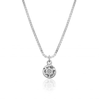 Round White Gold Charm with Diamond, 7mm