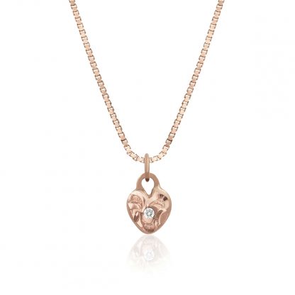 Heart Rose Gold Charm with Diamond