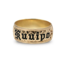 10K Yellow Gold 8mm Personalized Hawaiian Ring with Enamel Lettering