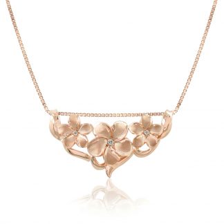 Queen Plumeria Large Three Flower Diamond Rose Gold Slide