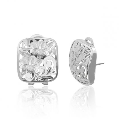 14K White Gold Puanani Square Earrings