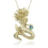 Mermaid Blue Topaz Gold Pendant
