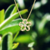 Gold Floating Plumeria Pendant w/ Diamond 13mm - Image 2